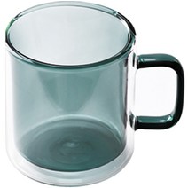 칼딘 홈카페 더블월 컬러풀 머그 유리컵 400ml, 틸, 1개