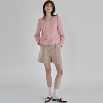 나인 여성용 로지 스퀘어넥 트위드 더블 자켓 JK-2808