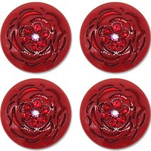 포인트 보석 큐빅 단추 장미1 18mm, 레드, 4개