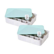 인블룸 파스텔뚜껑 양말속옷 정리함 15칸, 민트, 2개