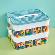 레고 미니카 공구 칸막이 2단 수납 정리함, 민트, 1개