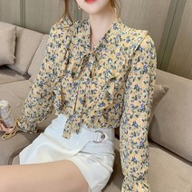 언헤브 러블리 리본 플라워 패턴 셔츠