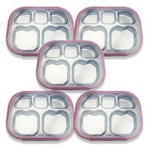 베이직 스텐 하트 식판도시락, 핑크, 식판 5p + 뚜껑 5p