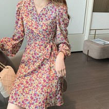 MA 슬림 플라워패턴 랩 원피스