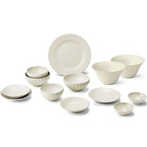 광주요 백합 2인 그릇 세트 13p, 유백색, 밥그릇 2p + 국그릇 2p + 종지 2p + 찬기13 2p + 찬기15 2p + 원형접시+  면기 2p