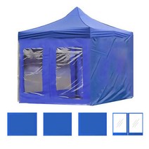 윈에어 투명 바람막이 캐노피 천막 지퍼형 + 일반형 3p 세트, 블루