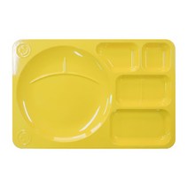 로흐야 단체급식 멜라민 원형 양식 식판 715, 연노랑