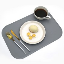 실리콘스토리 플래티넘 오벌 테이블 매트, 다크그레이, 42 x 29 cm