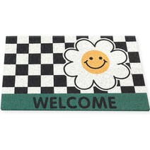 후암마켓 카페 식당 현관 야외 키치 코일매트, 블랙체커 데이지