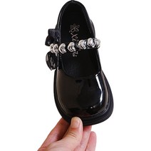 유블리 여아용 하트 진주 메리제인 벨크로 하리스 구두