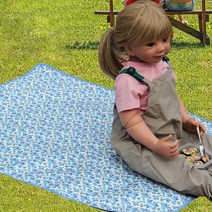 더해피 가방 일체형 양면방수 피크닉 매트 1인용, 플라워 스카이