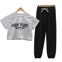여성용 라라온 뉴욕 크롭 조거 트레이닝 상하의 세트