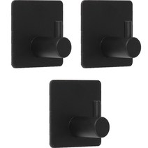 철물대장 접착식 스텐 3M 강력 부착걸이 싱글 후크, 싱글 블랙, 3개