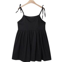 린다샵 미니나 A라인 밑단 셔링 끈조절 나시 미니 원피스 cpops9083k35