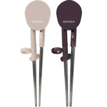 마더케이 스테인리스 교정 젓가락 2종 세트, 베이지, 바이올렛, 1세트