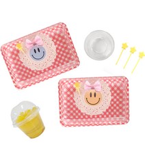 소풍 일회용 레드 도시락 2p 랜덤발송 + 디저트용기 260ml x 2p + 별 데코픽 5p 세트, 1세트, 레드 도시락 2p + 디저트용기 260ml x 2p + 별 데코픽 5p