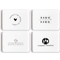 엘엘리빙 주방 미니멀 레터링 쟁반 4종 세트, 화이트