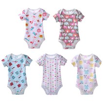 베베니즈 여아 순면 패턴 반팔수트 5장 세트 CDRBB217