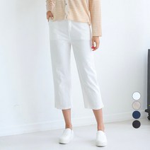 토마토팩토리 여성용 린넨 뒷밴딩 8부 팬츠