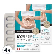 내츄럴플러스 에버핏 100억 유산균 프로바이오틱스 플러스, 30정, 4개, 30정