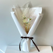 미다운플라워 조화 홀로그램 장미 미니 꽃다발 세송이 눈꽃 조화, 스노우화이트