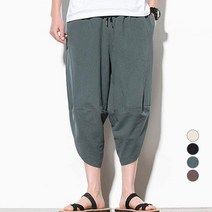 페이퍼먼츠 남성용 7부 면 린넨 팬츠 13724
