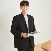 플레이즈 남성용 모던 심플 오버핏 3버튼 싱글 자켓