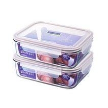 글라스락 퍼플에디션 직사각 2000ml, 1세트, 용기2개