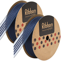 포포팬시 줄오간디 리본 26mm 2p, 네이비, 13.7m