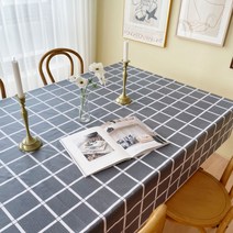 쇼니홈리빙 PVC 방수 체크 테이블보, 그레이, 6인(140 x 220cm)