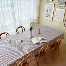 쇼니홈리빙 PVC 체크 방수 식탁보 캠핑 테이블보, 체크브라운, 6인용(140 x 220cm)