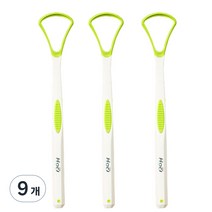 비즈온 생활필수품 혀 백태 설태 제거기 크리너 그린, 10g, 9개
