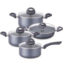 키친플라워 쿠킨 IH 인덕션 칼라냄비 4종 세트, 혼합색상, 편수냄비 18cm + 양수냄비 20cm + 24cm + 전골냄비 24cm