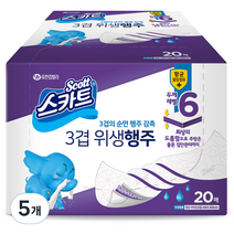 스카트 3겹 위생행주, 20매, 5개