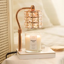 캔들백화점 스퀘어 크리스탈 루시드 캔들워머 로즈골드화이트+소이 캔들 280g세트, 미드썸머나잇