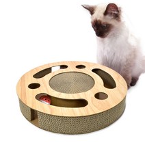 크림펫 고양이 장난감 평판형 스크래쳐 라운드 공놀이, 혼합색상, 1개