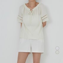 아피나르 크로셰 셔링 반팔 블라우스