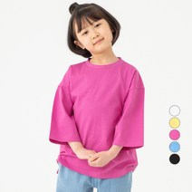 롤리트리 아동용 7부 솔리드 티셔츠