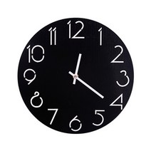 큐랑 모던 컬러 나무 벽시계 30cm, 블랙