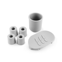 리본제이 실리콘 욕실 정리용품 패밀리 4인 세트, 라이트그레이, 1세트