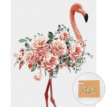아트조이 DIY 명화 그리기 세트 40 x 50 cm 세로형, 플라워 플라밍고