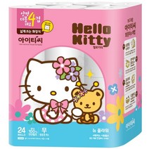 헬로키티 프리미엄 플라워 천연펄프 4겹 화장지 25m, 24롤, 1팩