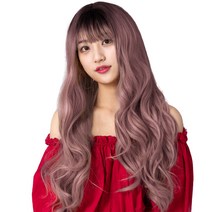 준 아르쥬 통가발 + 가발망, 파스텔핑크, 1개