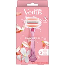 질레트 비너스 컴포트 글라이드 화이트티 여성용 면도기   면도날 2입, 1세트