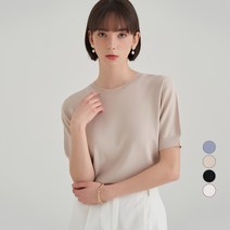 ELLE PARIS 루즈핏 라운드넥 데일리 반팔 여름 니트