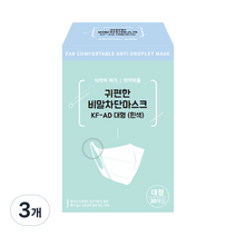 귀편한 비말차단 마스크 대형 KF-AD 흰색, 30개입, 3개, 화이트