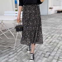 마이시즌 여성용 블룸 쉬폰 플리츠 스커트