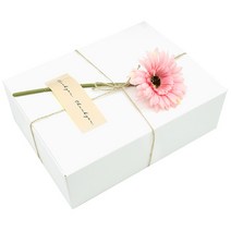 도나앤데코 블룸 직사각형 상자 대 3p + 아린 땡큐 스티커 3p + 거베라 장식꽃 3개 + 마끈 10m 세트, 상자(화이트), 꽃(파스텔핑크), 1세트
