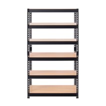 스피드랙 브이 2 스탠드 선반 6단 900 x 500 x 1800 mm, 블랙(프레임) + 우드 화이트(선반)