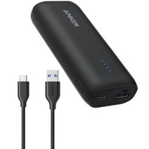앤커 C타입 USB 동시고속충전 미니 보조배터리 + C타입 케이블, A1112, 블랙